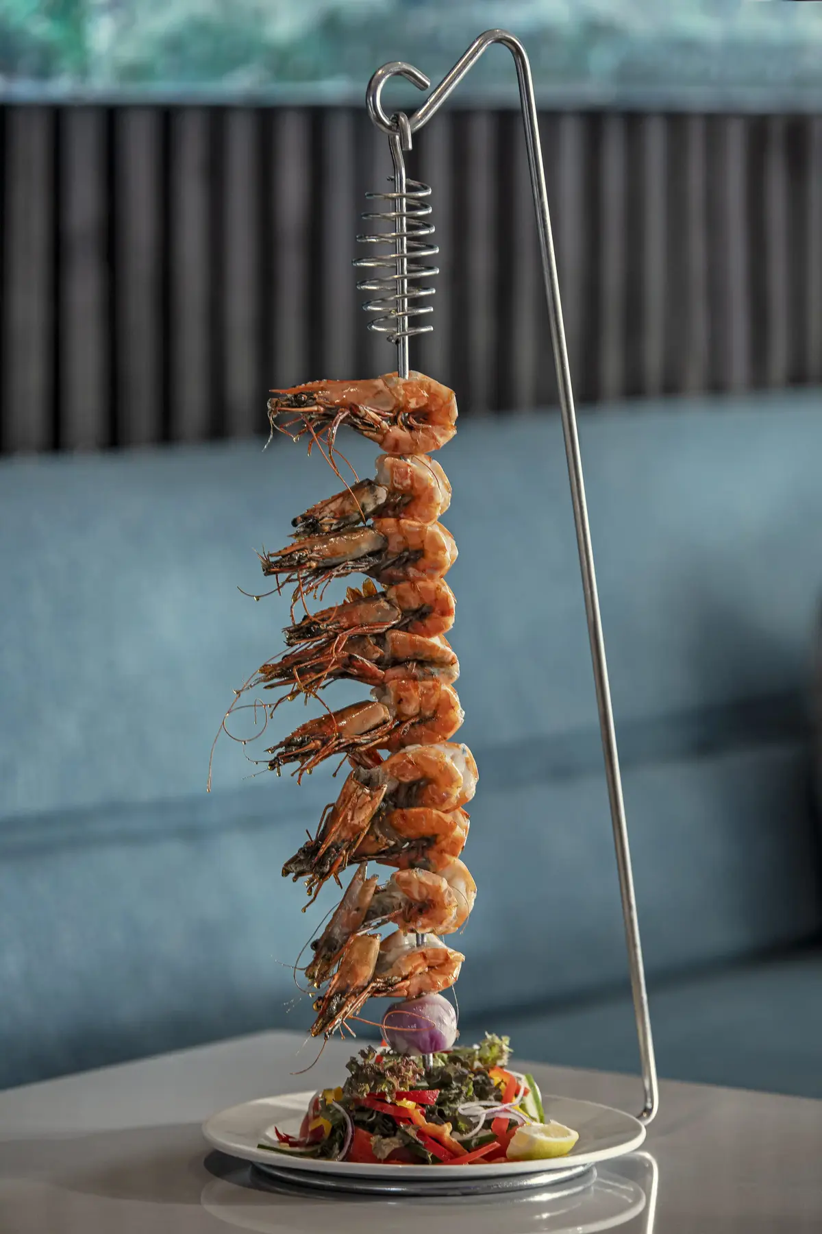 Hanging prawn skewer